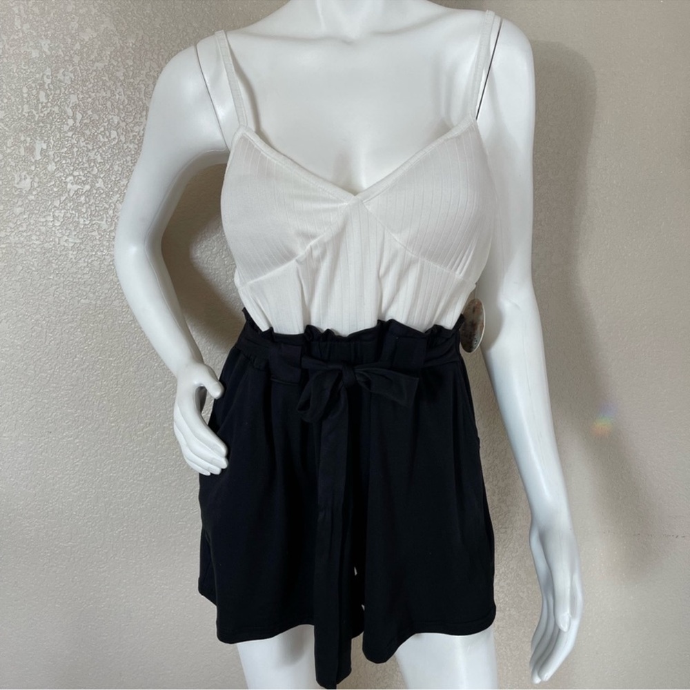 White and Black Sleeveless Romper